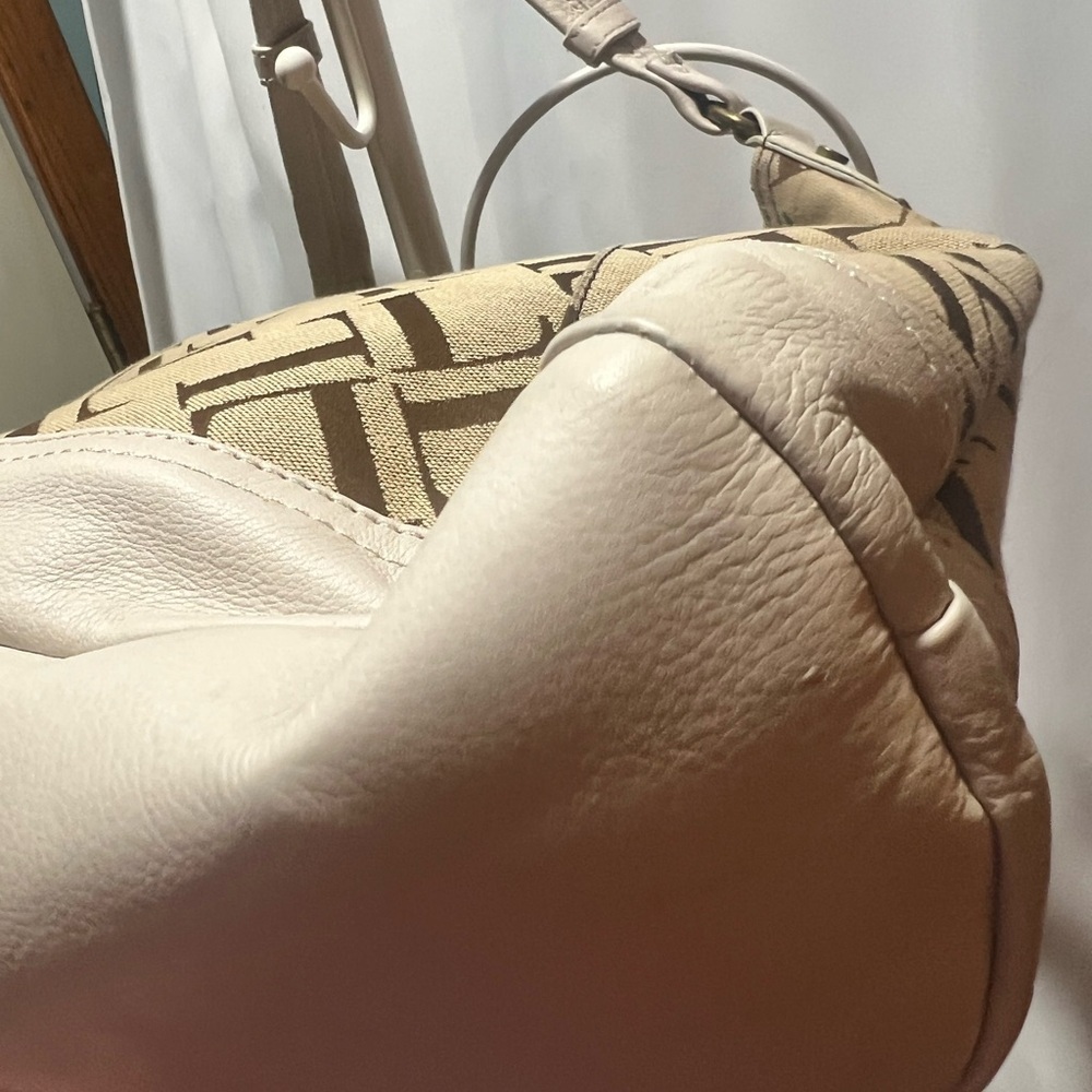 Great American Leather Tan Monogram Shoulder Hobo Bag Y2K - Picture 13 of 13